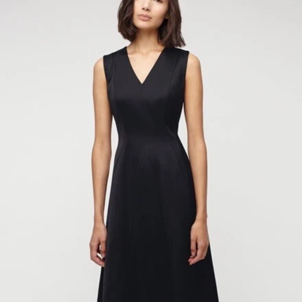 Anne Klein Black V-Neck Midi Dress